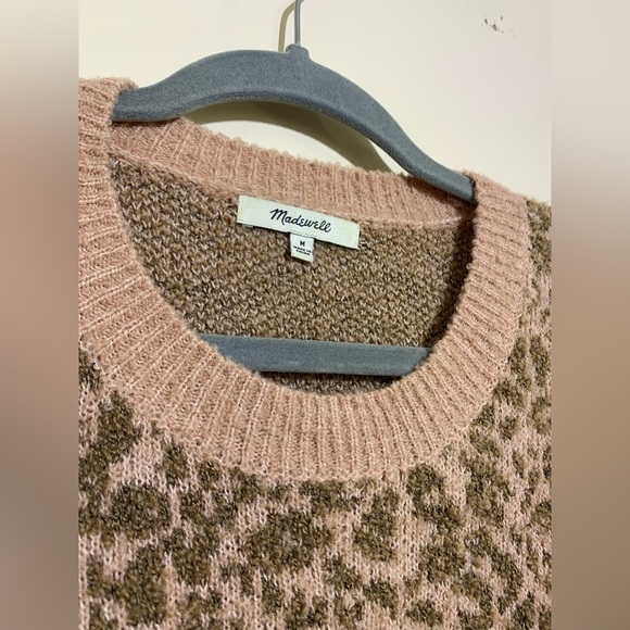 Madewell Shrunken Pullover Sweater in Leopard Pink Medium - Picture 8 of 12